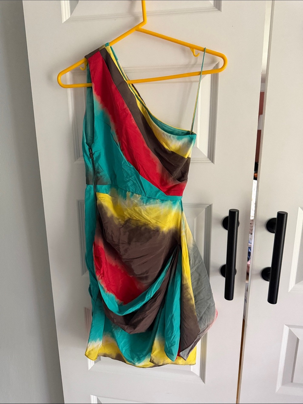 One-Shoulder silk Multicolor Summer Dress